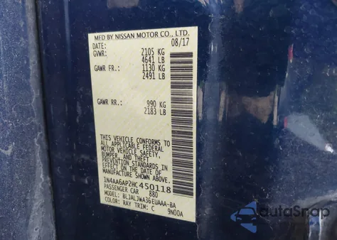 2017 Nissan Maxima 3.5 Sv from USA, damaged, VIN 1N4AA6AP2HC450118